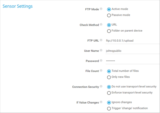 Sensor Settings Sensor Settings