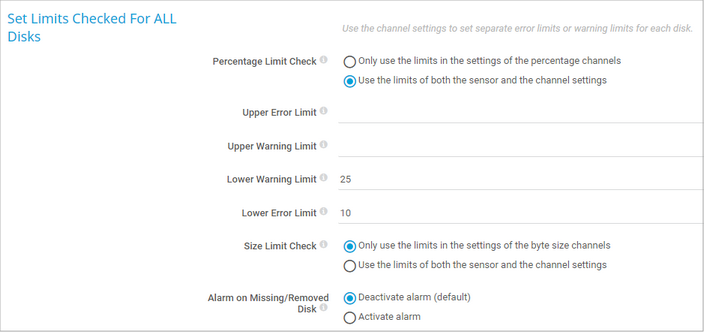 Set Limits Checkes for ALL Disks Set Limits Checkes for ALL Disks