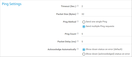 Ping Settings Ping Settings