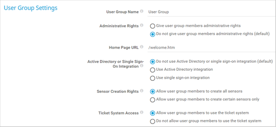 User Group Settings User Group Settings